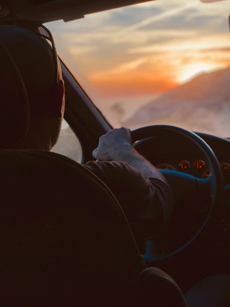 Commercial Truck Driver looking out into road